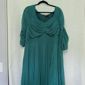 ASOS DESIGN Curve ruched front pleated midi dress